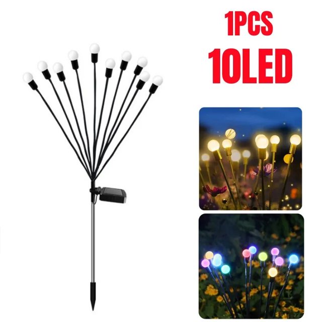 Luces solares de luciérnaga para exteriores, luces solares mejoradas para jardín, IP65 impermeables, oscilación por viento para Patio, decoración de camino, 10LED