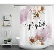 HVEST Get Naked Shower Curtain,Purple Abstract Marble and Watercolor Floral Shower Curtains with Hooks,Modern Art Polyester Waterproof for Bathroom Decor Accessories,60x72 Inch