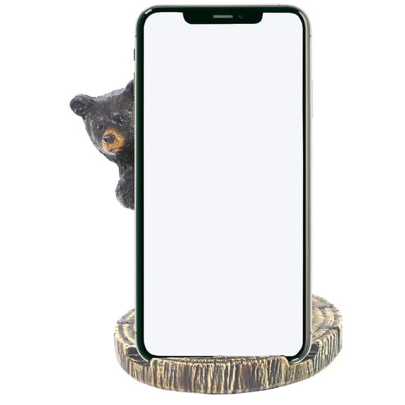 Cell Phone Stand in whimsical peeking bear design - phone dock, holder