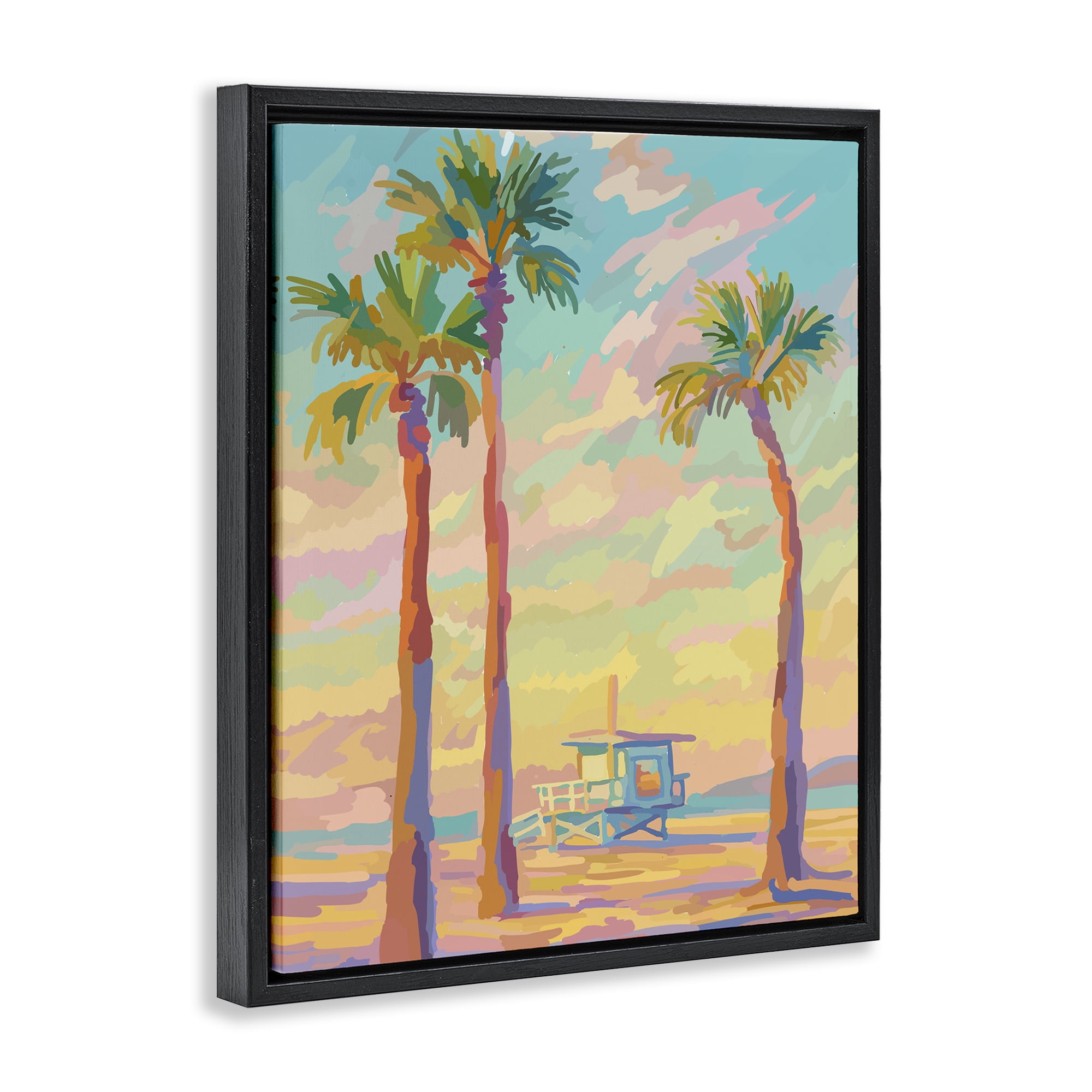 Stupell Industries Beachside Palms Abstraction Black Framed Floater Canvas Wall Art, design by Amelia Noyes
