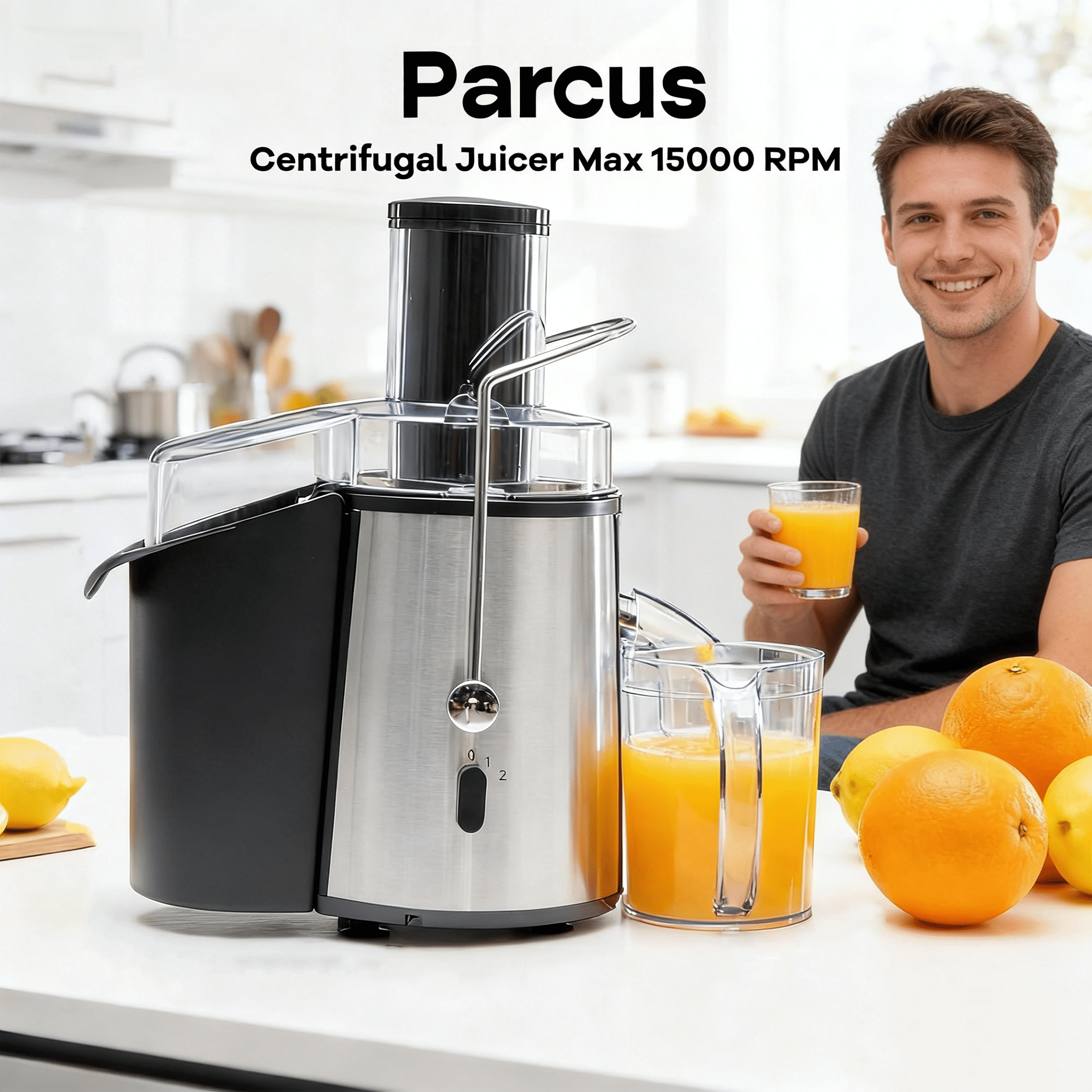 Juicer Machines, 700W Centrifugal Juicer Extractor with Wide Feed Chute for Whole Fruits and Vegetables, BPA-Free and Easy to Clean, Efficient High-Speed Juicing, Silver