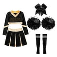 thumbnail image 3 of YONGHS Cheering Costume for Girls Crop Top with Pleated Skirt Cheerleading Halloween Party Outfits A Black 12, 3 of 5