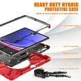 thumbnail image 5 of For Samsung Galaxy Tab S10 Plus/S9 FE+/S9 Plus Case 12.4 inch SM-X820/SM-X610/SM-X810, 360 Hand Strap, Shoulder Strap, Kickstand, Rugged Drop Protection, Red, 5 of 7
