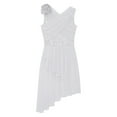 thumbnail image 5 of YiZYiF Girls Ballet Lyrical Dance Dress Flower Sequin Sleeveless Leotard with High Low Skirt Dance Costumes White 10, 5 of 7