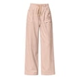 thumbnail image 2 of Lmnyox Women's Fashion Pants Striped Elastic High Waist Drawstring Pants Casual Pull-on Trousers with Pockets, 2 of 9