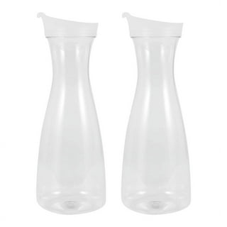 Stock Your Home 50 oz Plastic Water Carafes with White Flip Tab Lids (2  Pack) - Food Grade & Recyclable Shatterproof Pitchers - Juice Jar for