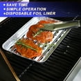 thumbnail image 3 of Opvise Heavy-Duty Aluminum Foil Baking Trays with Professional Grill Marks, Grease Control Design, Disposable Oven/BBQ Pans for Grilling, Baking, Roasting (10/20-Pack), 3 of 8