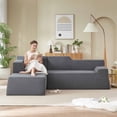 thumbnail image 3 of Muumblus 96.5" Cloud Sectional Sofa with Left Chaise, Cozy High-Back L-Shaped Modular Couch, No Assembly Boneless Sofa for Living Room, Apt., Gray Corduroy, 3 of 6