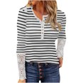 thumbnail image 2 of Pntutb moda mujer manga larga cuello redondo blusa estampada otoño casual pulóver tops con botones Pntutb Pntutb-5198, 2 of 4