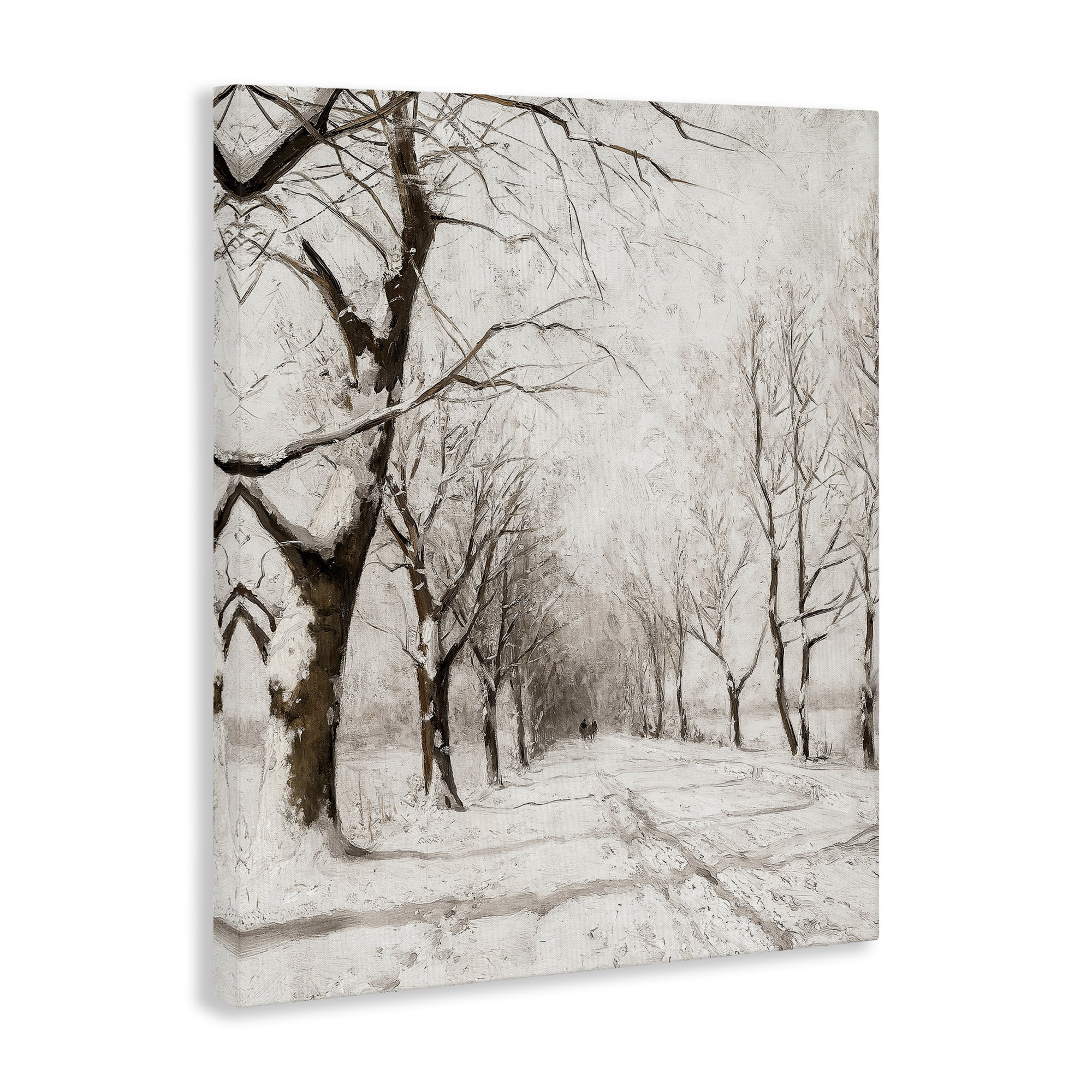 Stupell Industries Snowy Winter Lane Landscape Painting Gallery Wrapped Canvas Art Print Wall Art, 36 x 48