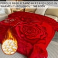 thumbnail image 4 of WOOW DEPOT Thick Fleece Bed Blanket, 1 PCS Rose Ornate Printed 7.3 lbs Heavy, Soft Warm Mink Blanket Luxurious Reversible, Full Queen 78.7" x 90.5", Red, 4 of 7