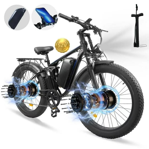 Electric Bike for Adults,3000W Peak Motor E-Mountain Bike 52V 25Ah,26"*4.0 Fat Tire,UL2849