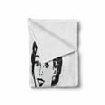 thumbnail image 2 of Vintage Woman Soft Flannel Fleece Blanket, Housewife Wearing Mittens Holding and Serving Freshly Baked Pie at Home, Cozy Plush for Indoor and Outdoor Use, 70" x 90", Black and White, by Ambesonne, 2 of 6