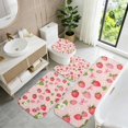 thumbnail image 5 of Strawberry and Bow Pink Pattern Bathroom Rug Set 4 Piece,Includes Contour,Lid Cover,Bath Mat,Non-Slip Extra Soft Absorbent Washable, 5 of 5