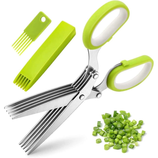 KAIYANG Juego de tres piezas de tijeras para cebollas verdes multicapa de acero inoxidable para cocina