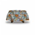 thumbnail image 4 of Cartoon Ottoman Cover, Tigers and Leafy Branches, 2 Piece Slipcover Set with Ruffle Skirt for Square Round Cube Footstool Decorative Home Accent, Standard Size, Dark Orange Multicolor, by Ambesonne, 4 of 5