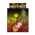 thumbnail image 5 of Islas Marshall Juego de Cama Colcha - Ballena Jorobada con Flores Tropicales (Amarillo), 5 of 5