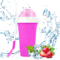 thumbnail image 1 of YOPTOP Slushie Maker Cup Smoothie Silicon Cup Frozen Magic Squeeze Cup Homemade Milk Shake Ice Cream Maker Cooling Cup DIY for Kids and Family, Blue,pink, 1 of 11
