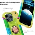 thumbnail image 4 of Compatible with iPhone 15 Pro Case 6.1 Inch with Ring Stand, Military Grade Drop Protection Full Body Rugged Heavy Duty Case 3 in 1 Durable Cover for iPhone 15 Pro. (Rainbow Green), 4 of 14