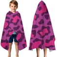 thumbnail image 3 of Pink and Black Of Leopard Print Hooded Bath Towel，50"x30" for Ages 3 To 12 Kids, Quick Dry Lightweight Soft Microfiber Hood Beach Towel Cover Up for Kids, 3 of 7