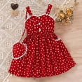 thumbnail image 2 of vdgthytj Toddler Girls Dress Summer Outfits Cute Heart Print Spaghetti Straps A-Line Party Sundress with Bag Outfits, 2 of 6