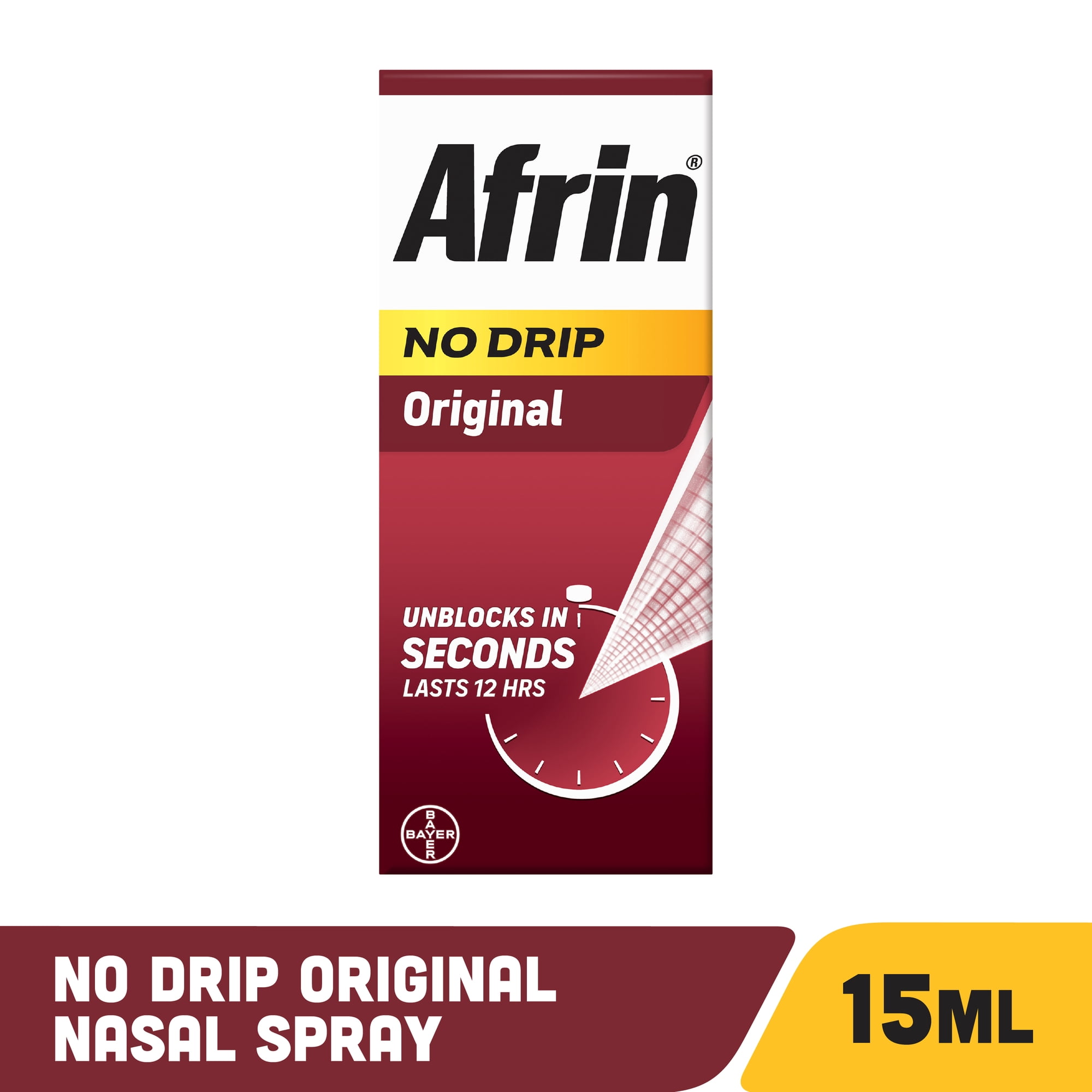 Afrin No Drip Original 12 Hour Nasal Decongestant Pump Mist - 15 ml