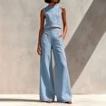 thumbnail image 2 of Clossjun Women's 2 Piece Casual Lounge Sets Sleeveless Tops & Wide-Leg Pants Sets Fall Wear Fashion Outfit Sets XL, 2 of 6