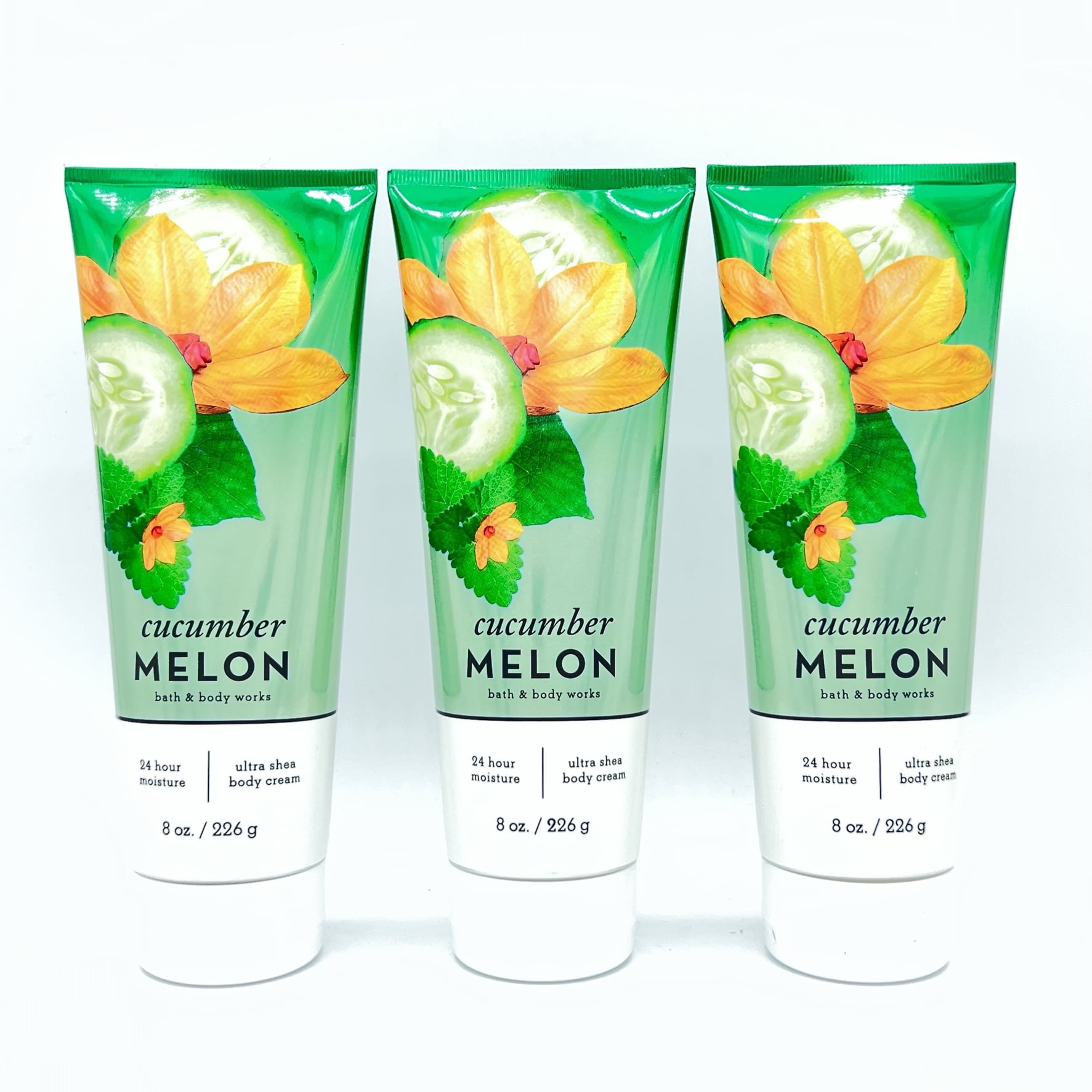Bath & Body Works Cucumber Melon 8oz Ultra Shea Body Cream Set of 3