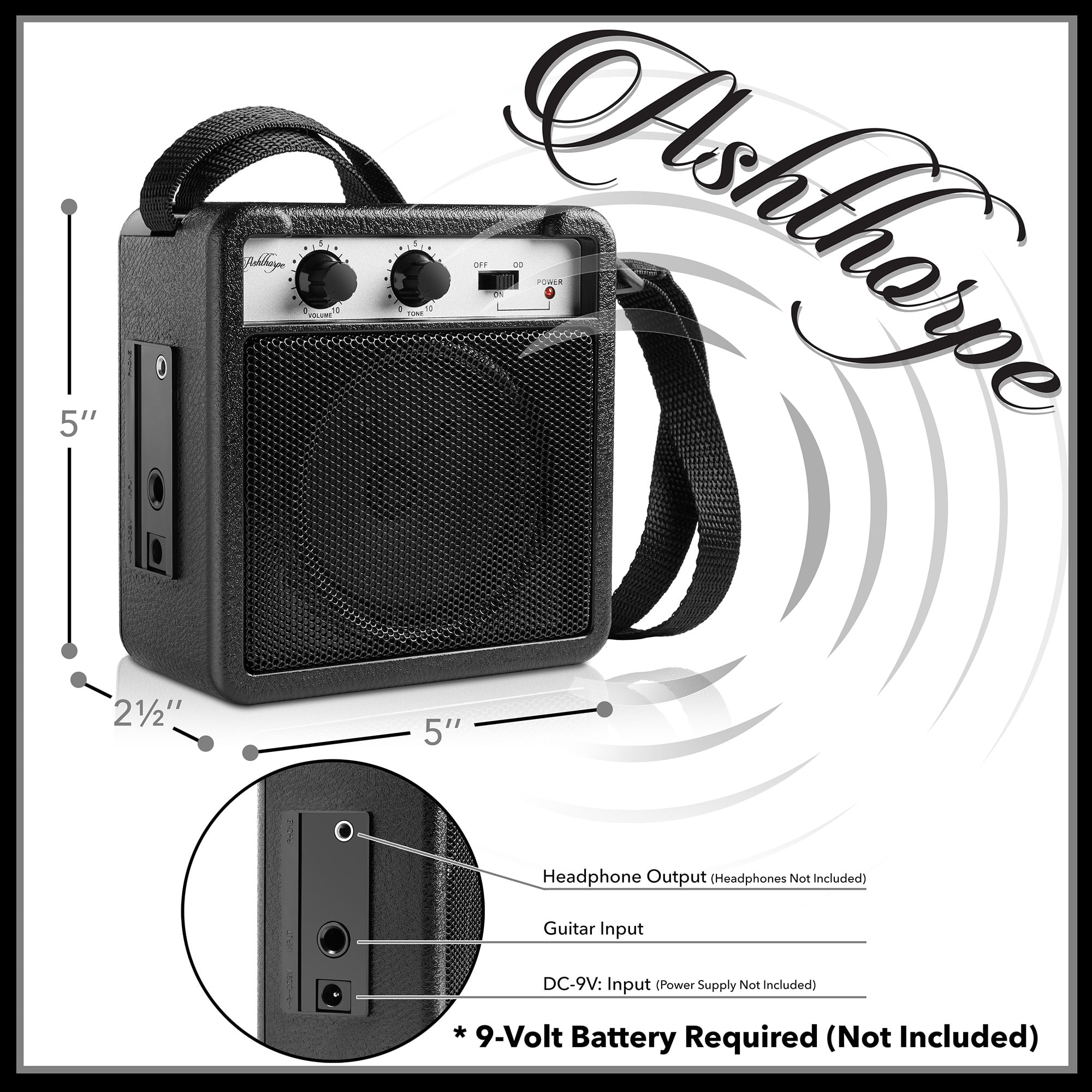 Ashthorpe 30-Inch Beginner Electric Guitar with Amplifier - Black, Kids Starter Package