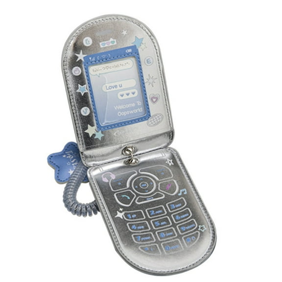 Jesscasday Phone Shaped Photocard Holder with Retractable Spring Coil Keychain for Student