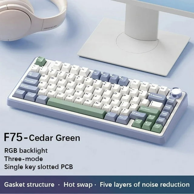 Hall F75 Clavier Mécanique 2,4G Sans Fil/Bluetooth/fil RVB PBT Disposition 75 % Profil OEM Joint Clavier de Jeu PC Personnalisé