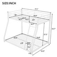 thumbnail image 5 of Kacho Bunk Bed, Twin Over Full Bunk Beds, Metal Bunk Bed Frame for Teens, Bunk Bed with Full-length Guardrails, for Bedroom Dorm, 3 Step Ladders, Easy to Assemble, No Box Spring Required, White, 5 of 7