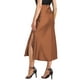 thumbnail image 3 of Faldas Maxi de Satén para Mujeres INSPIRE CHIC, Cintura Alta Elástica, Con Abertura Lateral, Elegantes para Fiestas y Bodas, Falda Larga Fluyente XL Marrón, 3 of 6