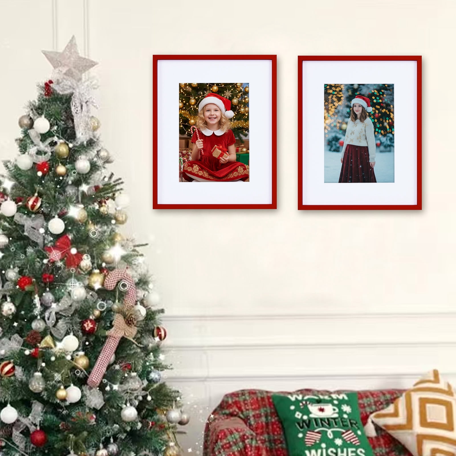 Kuxerla 2 Pack 11x14 Picture Frame Holds 8.5x11 Picture with Mat or 11x14 Picture without Mat,With Clear Acrylic Front and MDF Back Panel,Red