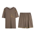 thumbnail image 4 of IYTR Men's Solid Pajama Set Lightweight Quick Dry Short Sleeve Shirts Trousers Soft Comfortable Pajamas Sets Coffee XXXL, 4 of 5