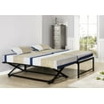 thumbnail image 2 of Pilaster Designs Archer 17"H Platform Daybed Bed Frame With Pop-Up Trundle Set, Black Metal, Twin, (Headboard, Footboard, Rails & 13 Slats), 2 of 5