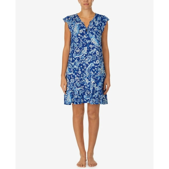 Lauren Ralph Lauren Nuisette à Volants Imprimée pour Femmes, Cachemire Bleu, Moyen