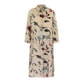 thumbnail image 5 of IDALL Women's 2025 Fall Puff Floral Print Maxi Dress Wedding Guest Dresses Long Sleeve Wrap V Neck Ruffle Belted A-Line Flowy Casual Tie Waist Boho Chiffon Dresses Blouse Dress Z3-Beige 2XL, 5 of 8