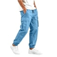 thumbnail image 5 of JPVDPA Boys Uniform Cargo Pants Elastic Waist Drawstring Pull On Joggers Back to School Clothes Blue 14-15Years, 5 of 8