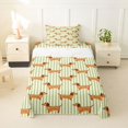 thumbnail image 2 of Manfei Vintage Dachshund Twin Sheets, Abstract Stripe Bedding, Green Cream, 3 Pieces, 1 Flat Sheet, 1 Fitted Sheet and 1 Pillowcase, 2 of 6