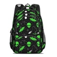 thumbnail image 2 of Alien and Planet Black Pattern Backpack for School, Cute School Bag with Adjustable Shoulder Straps and Padded Back, 16.9"x12.6"x5.9", 2 of 5