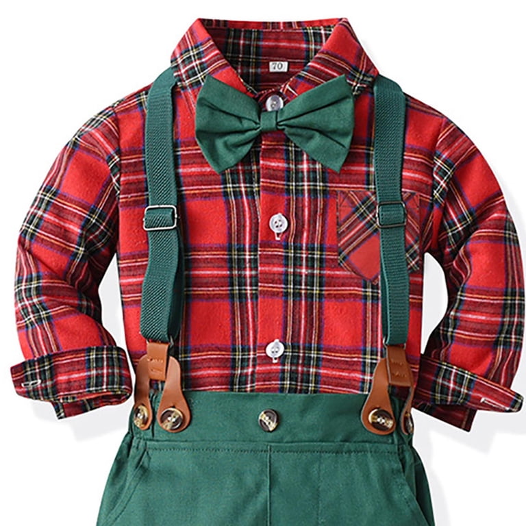 THSXS Toddler Christmas Outfit Boys Christmas Outfits Baby Boy Clothes  Suits Toddler Dress Shirt With Bowtie Suspender Pants Outfit Sets Gentleman  Wedding 5-6 Years - Walmart.com