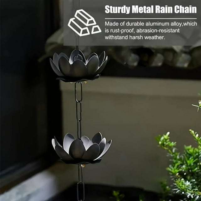 PRETXORVE Rain Chain For Gutters Copper Rain Chain Outdoor Rain Chain 2.4 Meter Decorative Rain Chain