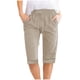 thumbnail image 4 of mfyjkho Pantalones Cortos De Entrenamiento Para Mujer, Pantalones Cinco Cuartos De Lino Con Cintura Alta, Elásticos, Con Cordón Y Bolsillo Para Mujer, De Color Liso Xxl, 4 of 9