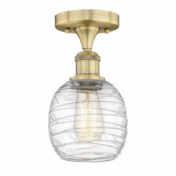 Innovations Lighting Edison Belfast - 1 Light 6" Semi-Flush Mount Deco Swirl/Brushed Brass