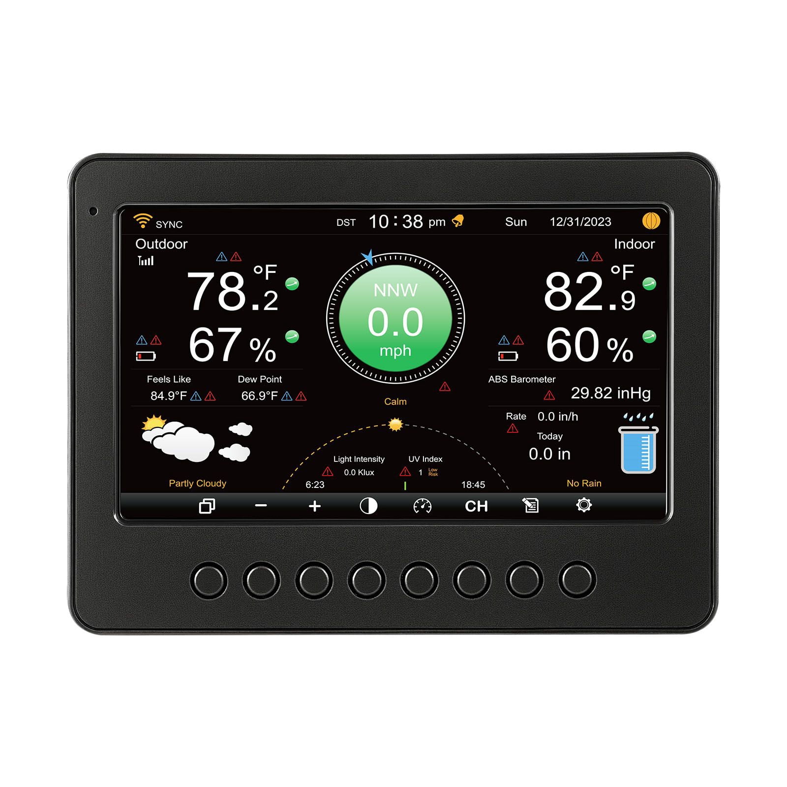 Dranite 7-in-1 Wi-Fi Weather Station with 7" TFT Display | Wireless Solar Outdoor Sensor,Rain Gauge Real-Time Forecast,Wind Speed/Direction,Temp,Humidity & Rainfall Monitoring Indoor/Outdoor Use