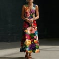 thumbnail image 4 of HBYJLZYG Women's Sleeveless V Neck Floral Maxi Dress with Pockets, Loose Fit Casual Boho Summer Long Dress for Vacation Beach and Daily Wear, 4 of 7