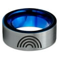 thumbnail image 2 of Tungsten Sky Spectrum Rainbow Band Ring 8mm Men Women Comfort Fit Blue Flat Cut Brushed Gray Polished, 2 of 4