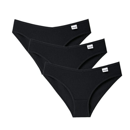 DondPO Womens Underwear Panties for Women Briefs Bikini Pcs 3 Thongs Women s Sexy Underwear Lingerie for Women Seamless Underwear Cotton Underwear Black M