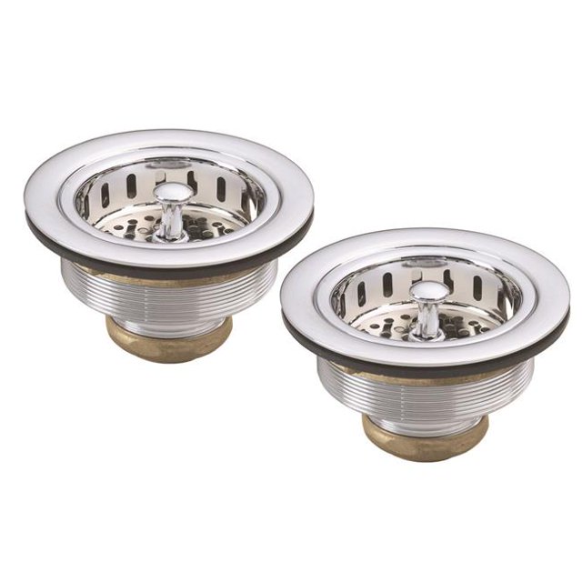 Westbrass D2145-26 Two Post Style Large Kitchen Basket Strainers in Polished Chrome